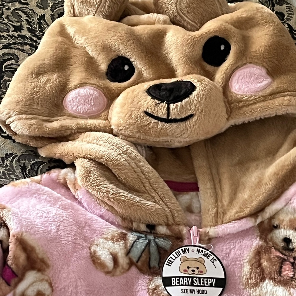 Adorable Pink Teddy Bear Pajama Onesie for Adult with bonus Paris Hilton Tumbler